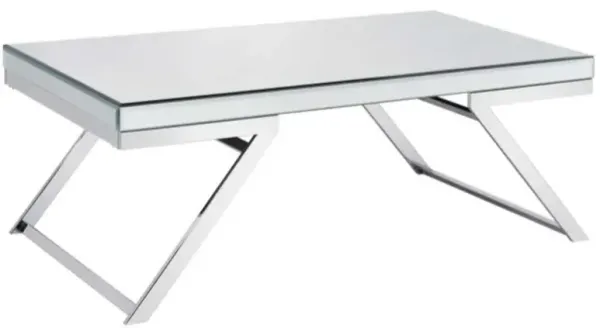 Steve Silver Co. Alfresco 3-Piece Mirrored Top Living Room Table Set with Chrome Base