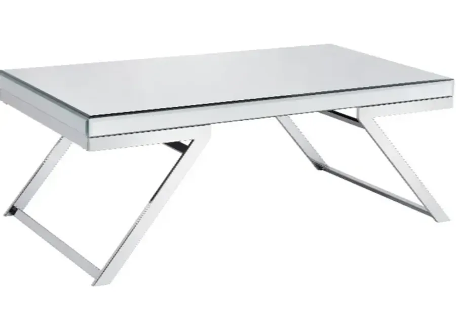 Steve Silver Co. Alfresco Mirrored Top Coffee Table with Chrome Base