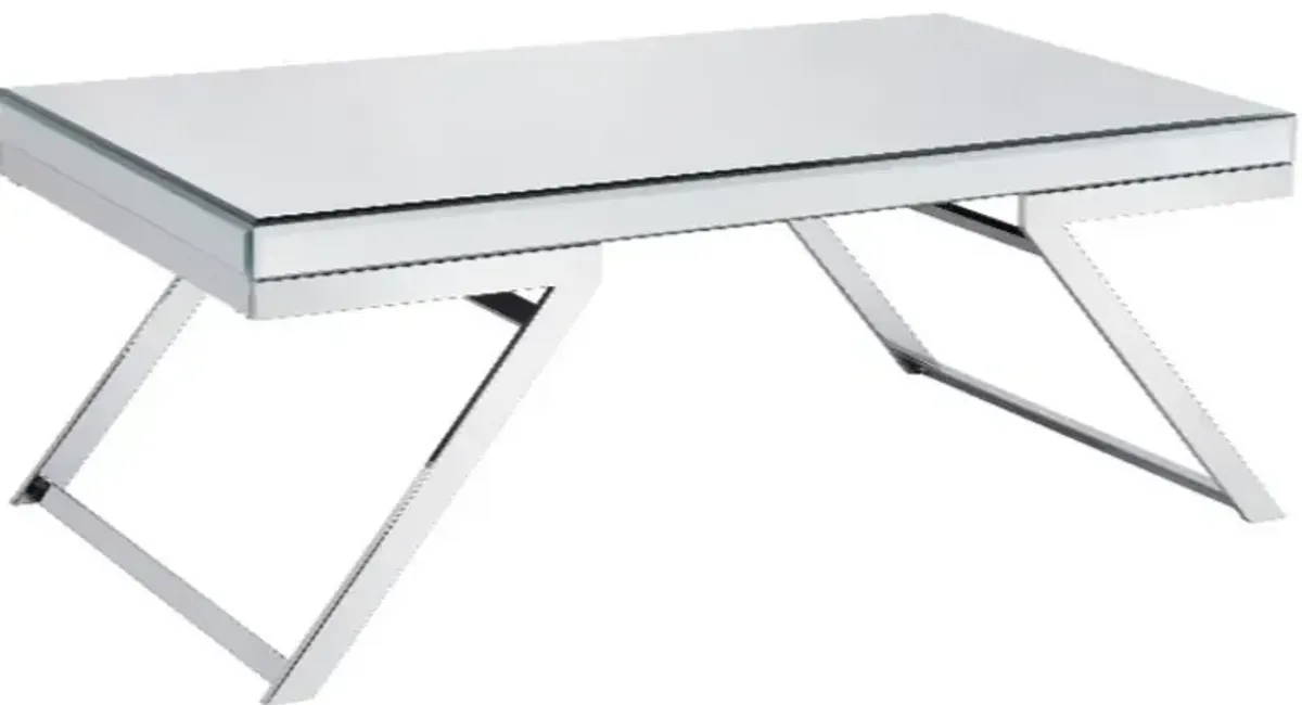 Steve Silver Co. Alfresco Mirrored Top Coffee Table with Chrome Base