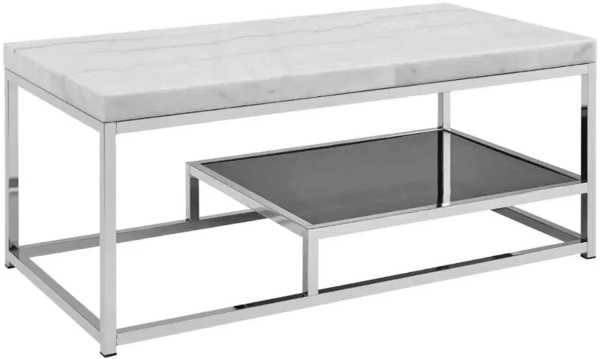 Steve Silver Co. Aston White Coffee Table with Chrome Base