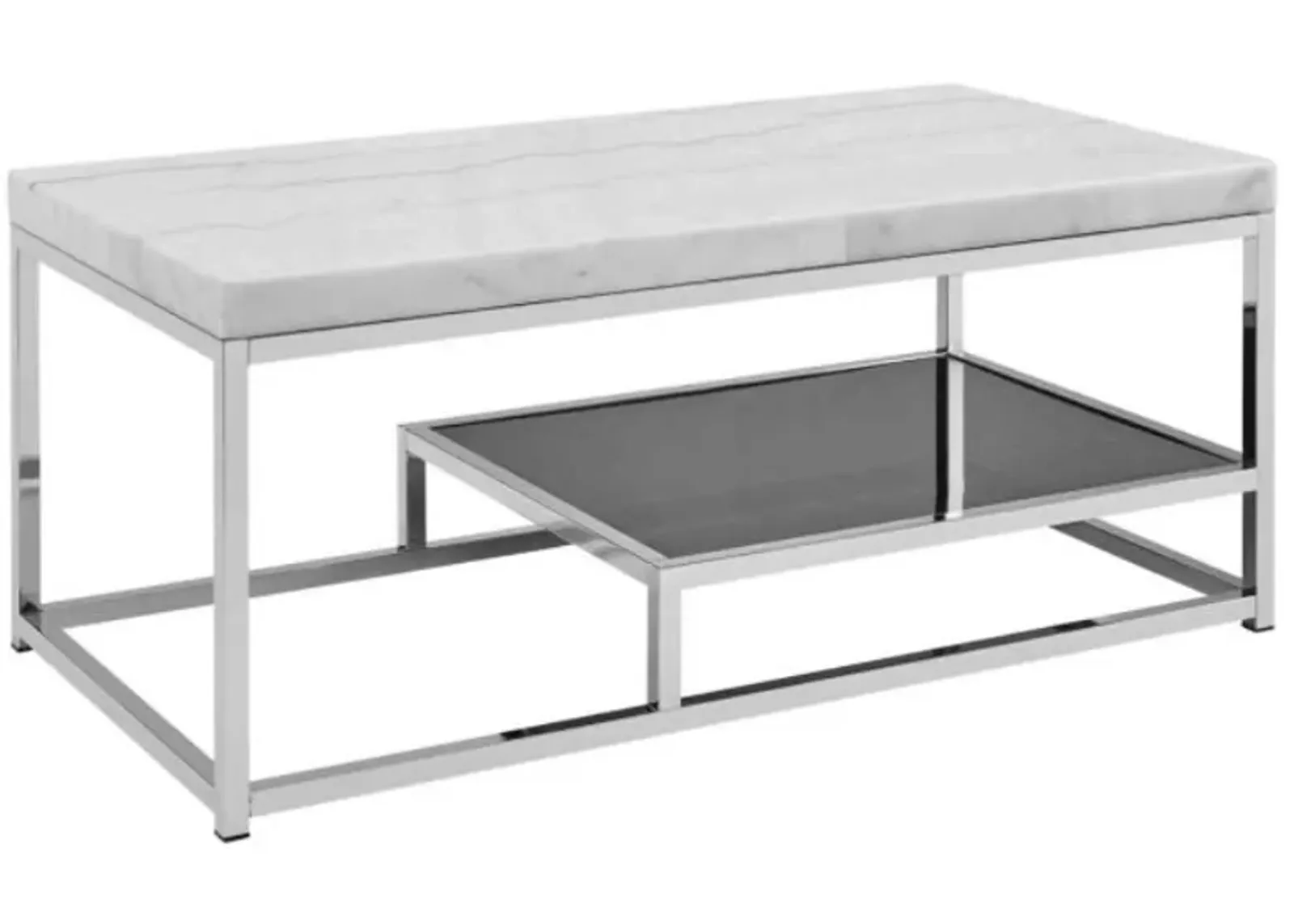 Steve Silver Co. Aston White Marble Top Coffee Table with Chrome Base