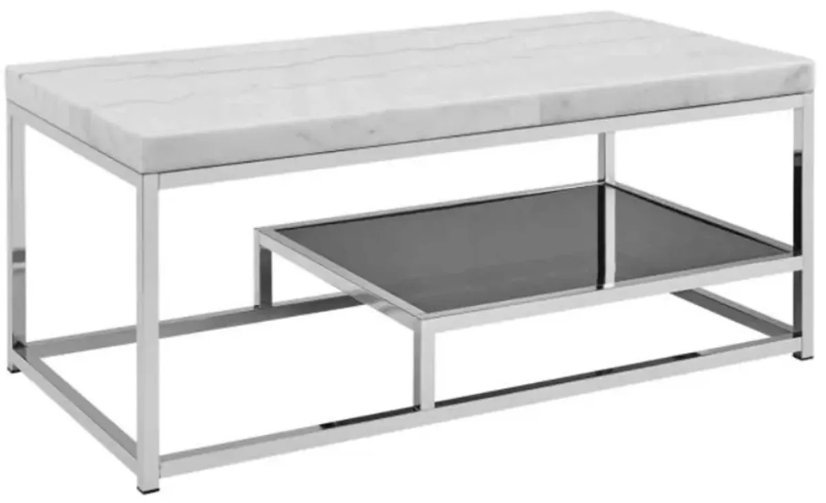 Steve Silver Co. Aston White Marble Top Coffee Table with Chrome Base