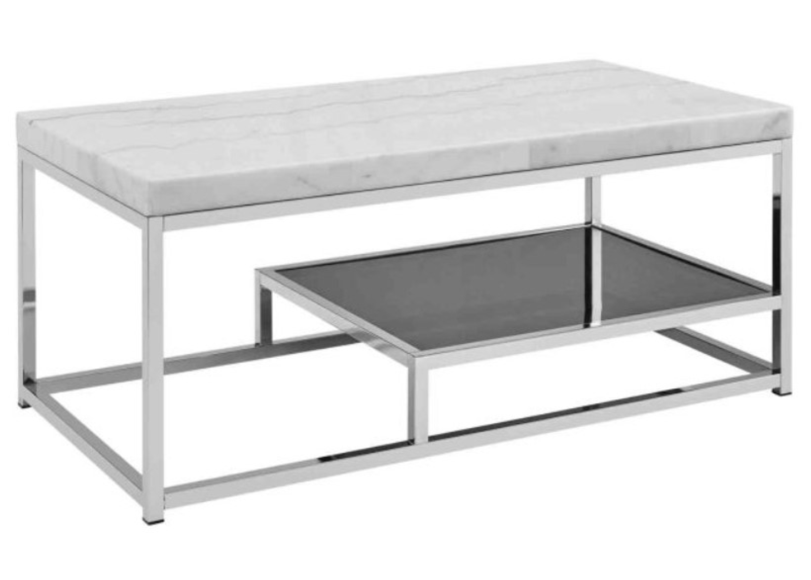 Steve Silver Co. Aston White Marble Top Coffee Table with Chrome Base