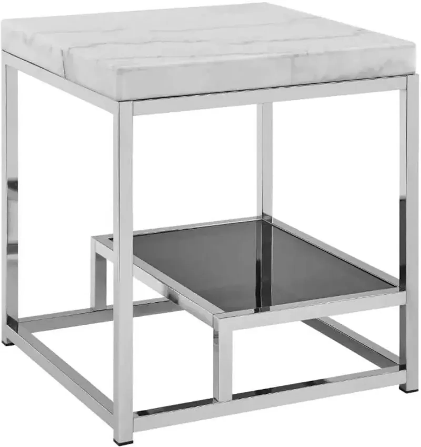 Steve Silver Co. Aston White End Table with Chrome Base