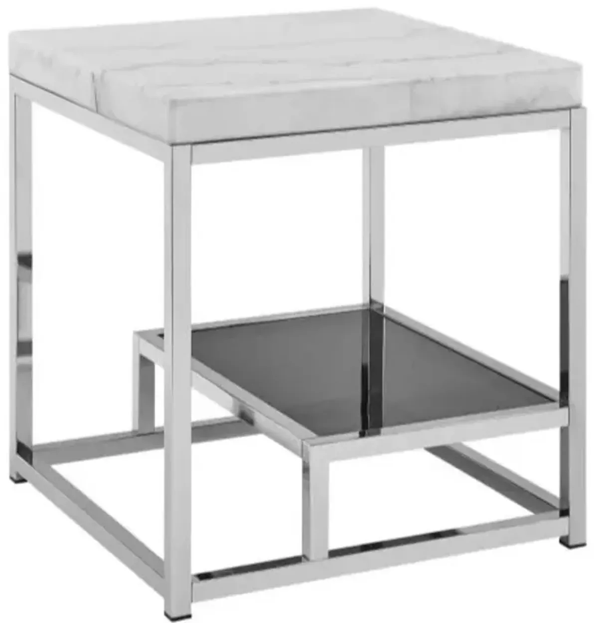 Steve Silver Co. Aston White Marble Top End Table with Chrome Base