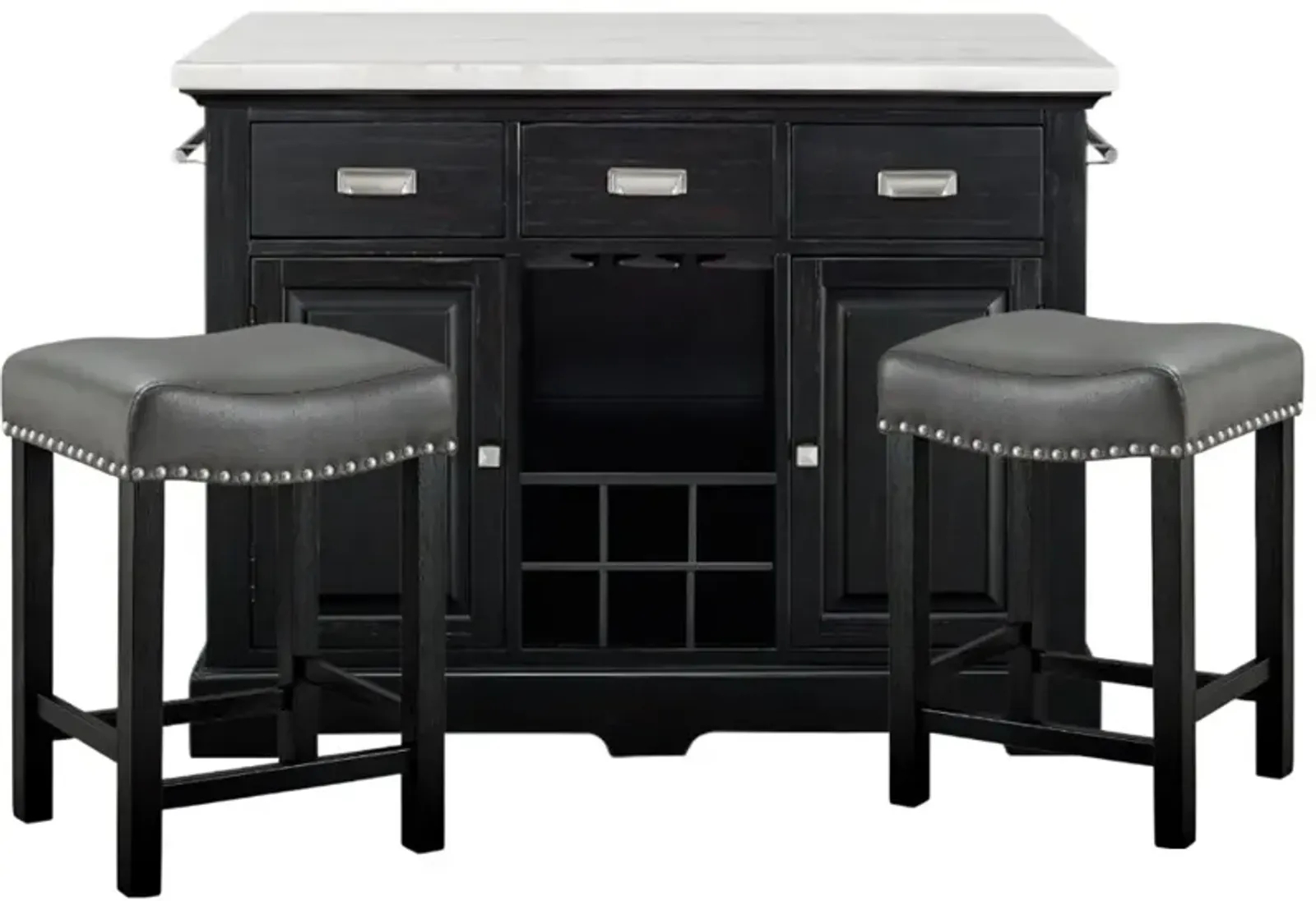 Steve Silver Co. Aspen 3-Piece Ebony/Gray/White Kitchen Island Set