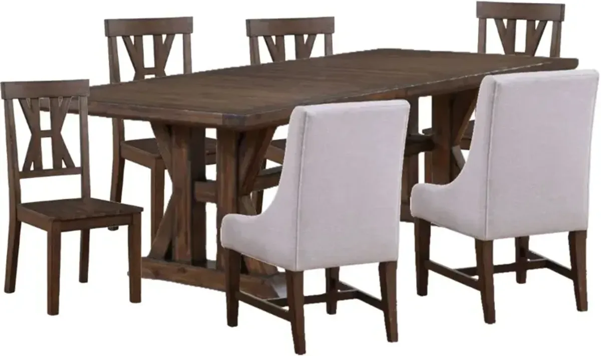 Steve Silver Co. Auburn 7-Piece Dark Tobacco/Gray Dining Set