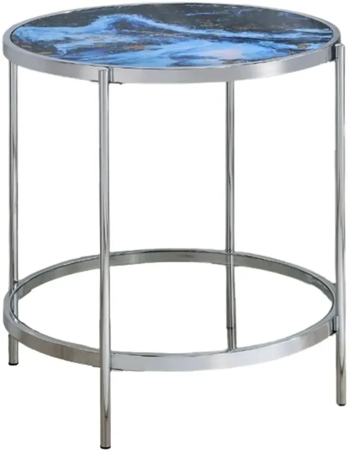 Steve Silver Co. Averie Clear Reversible Top End Table with Chrome Base