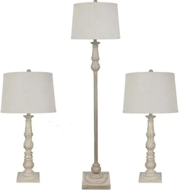Crestview Collection Elements Beige 3-Piece Lamp Set