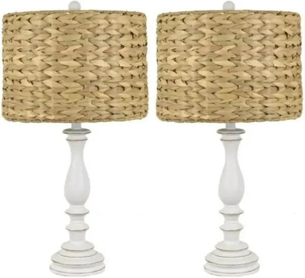 Crestview Collection Elements 2-Piece Brown/White Table Lamp Set