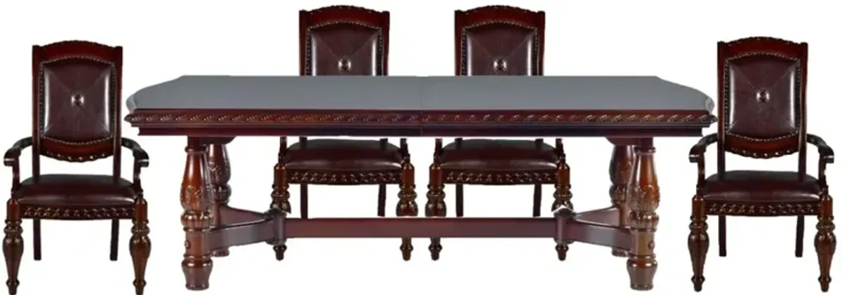 Steve Silver Co. Antoinette 5-Piece Warm Brown Cherry Dining Table Set