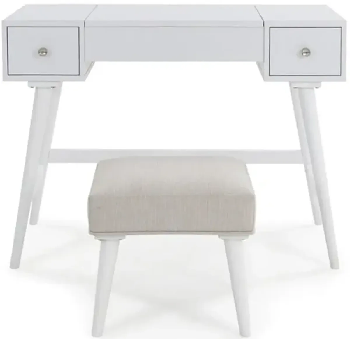 Signature Design by Ashley® Thadamere White Vanity with Stool