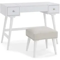 Signature Design by Ashley® Thadamere White Vanity with Stool