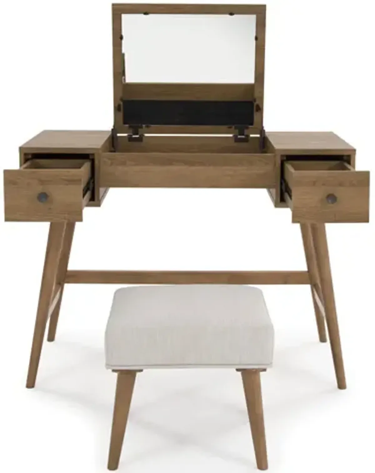 Signature Design by Ashley® Thadamere Light Brown Vanity with Stool