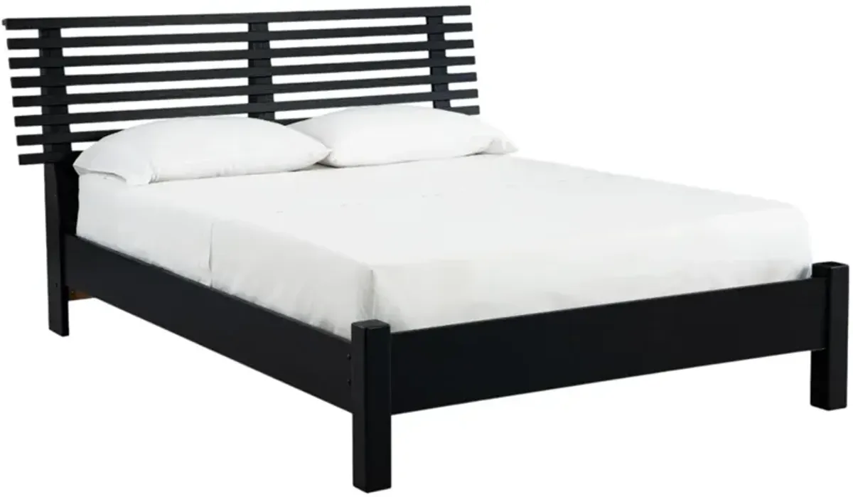 Signature Design by Ashley® Danziar Black Queen Slat Panel Bed with Low Footboard