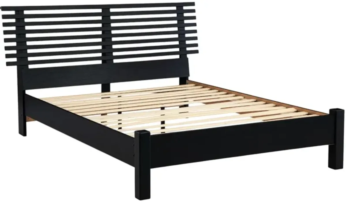 Signature Design by Ashley® Danziar Black Queen Slat Panel Bed with Low Footboard