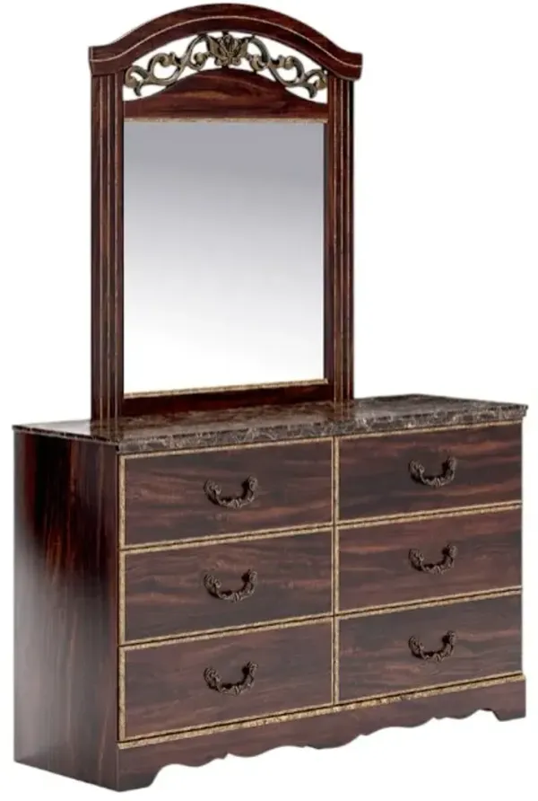 Signature Design by Ashley® Glosmount Glossy Reddish Brown Dresser and Mirror