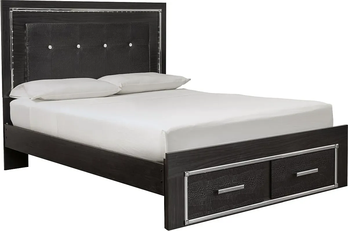 Signature Design by Ashley® Kaydell Black Queen 2-Drawer Upholstered Storage Panel Bed
