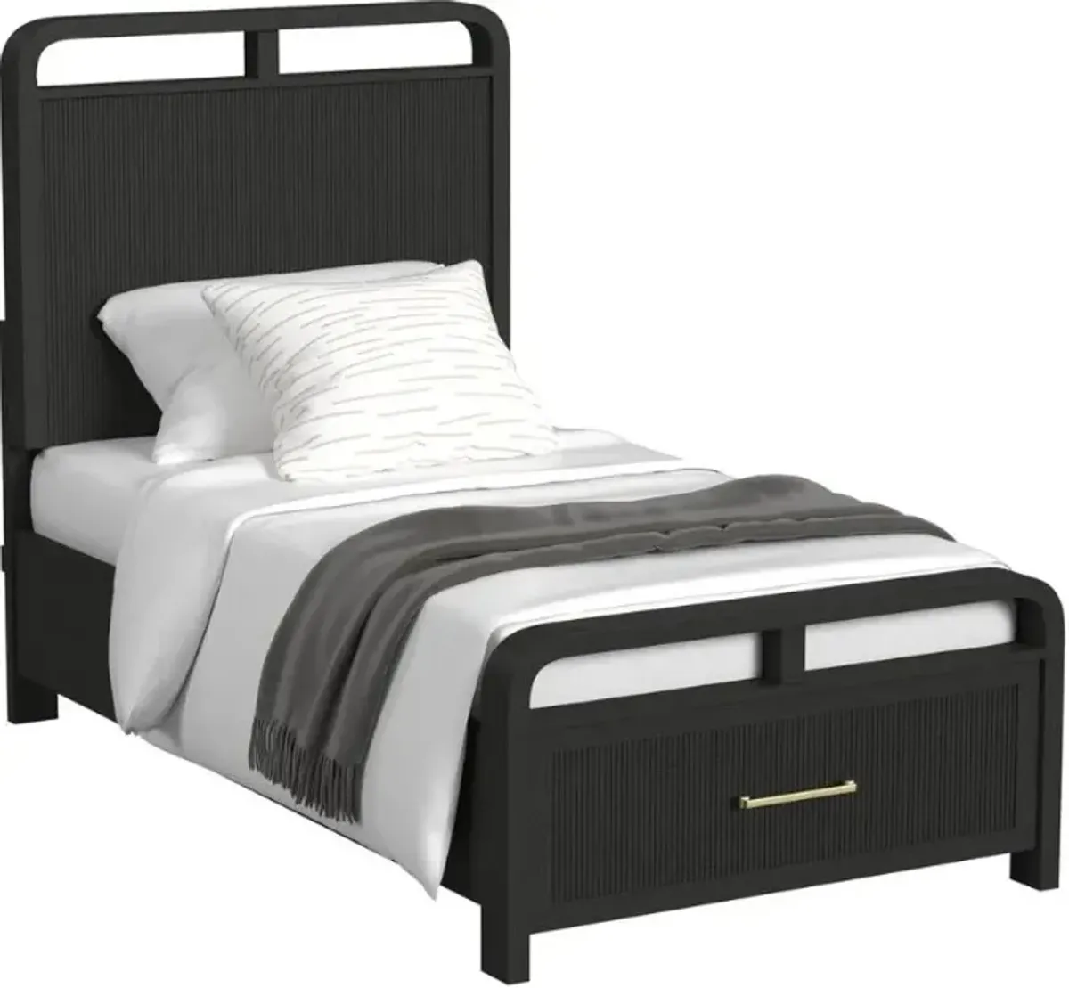 Elements International Ridgemont Black Youth Twin Panel Storage Bed