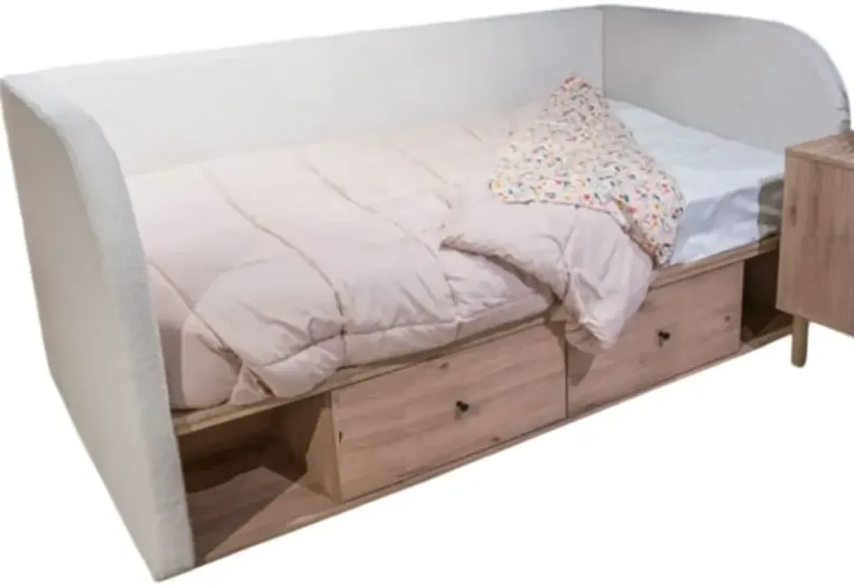 Signature Design by Ashley® Shapella Tan/White Full Upholstered Storage Day Bed