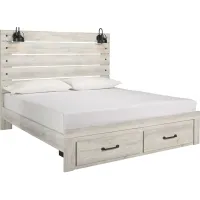 Signature Design by Ashley® Cambeck Whitewash King Panel Bed with 2 Storage Drawers P04964674
