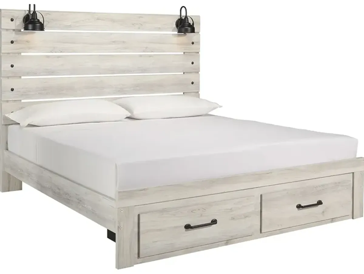 Signature Design by Ashley® Cambeck Whitewash King Panel Bed with 2 Storage Drawers P04964674