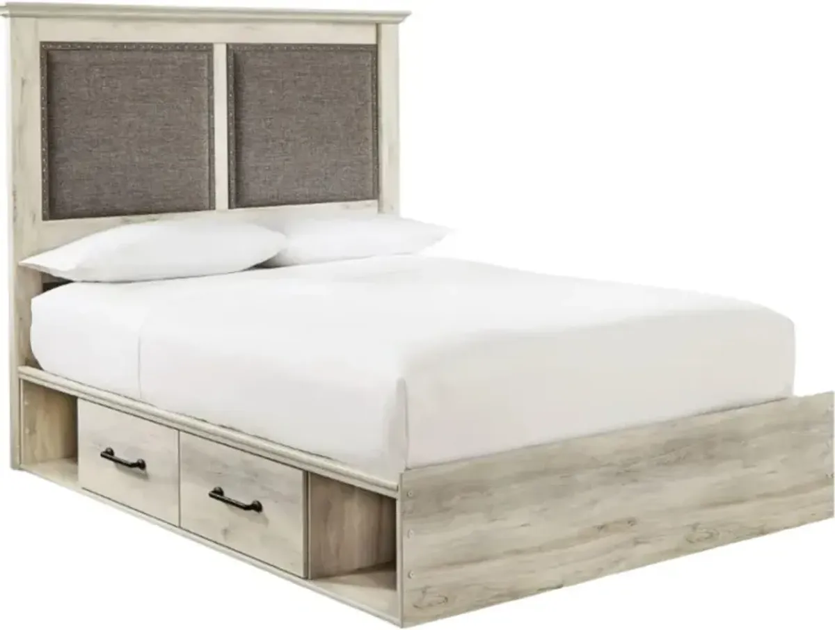 Signature Design by Ashley® Cambeck Whitewash King Upholstered Panel Bed with 2-Side Under Bed Storage