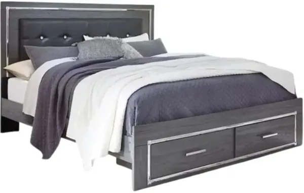 Signature Design by Ashley® Lodanna Gray King Storage Upholstered Panel Bed