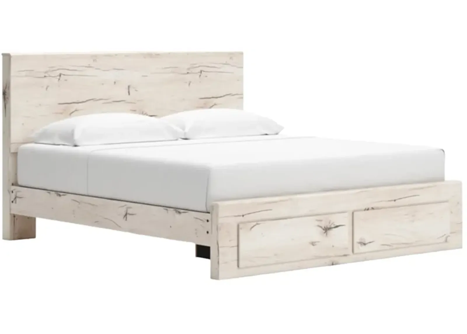 Benchcraft® Lawroy Light Natural King Panel Bed with Footboard Storage