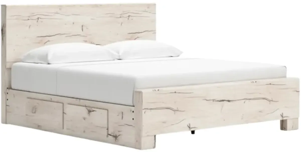 Benchcraft® Lawroy Light Natural King 2-Drawer Storage Panel Bed