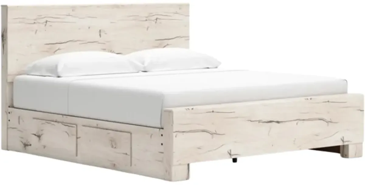 Benchcraft® Lawroy Light Natural King 4-Drawer Storage Panel Bed