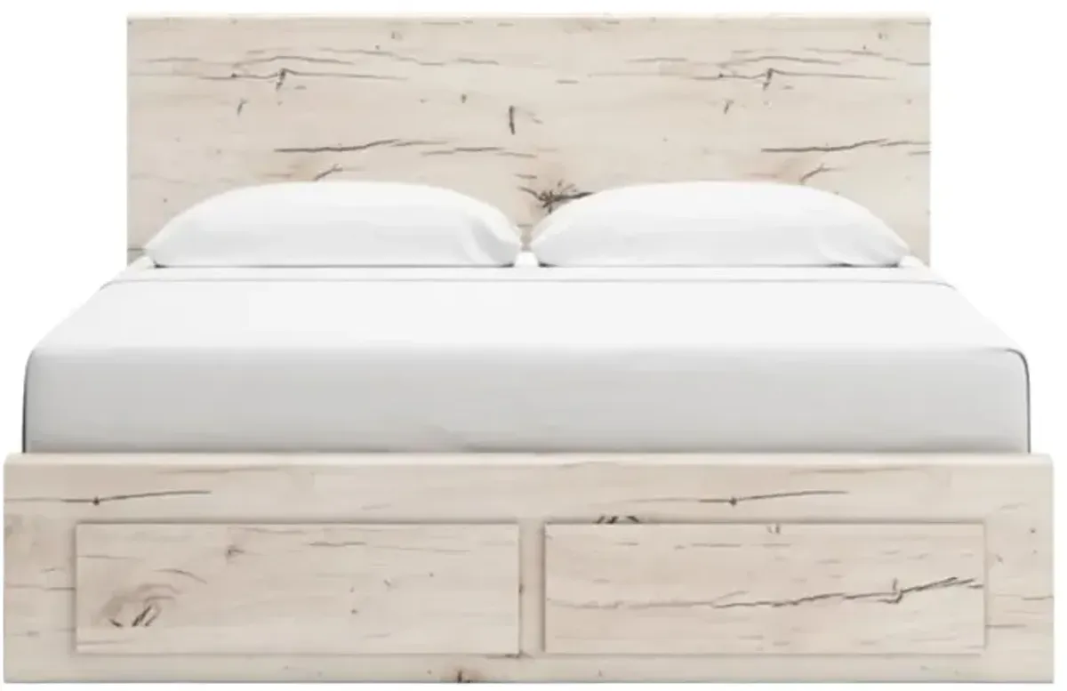 Benchcraft® Lawroy Light Natural King 6-Drawer Storage Panel Bed