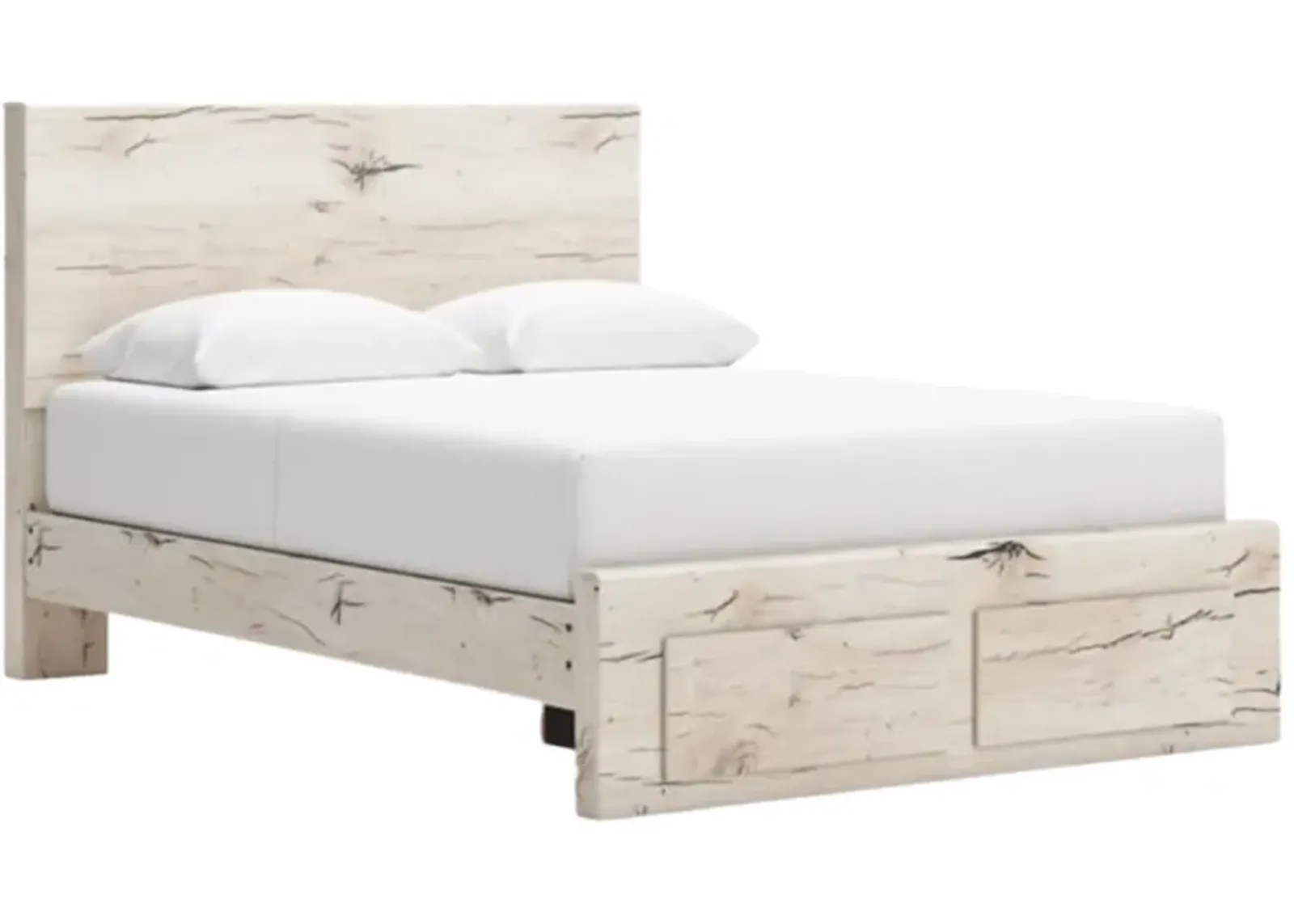 Benchcraft® Lawroy Light Natural Queen Panel Bed with Footboard Storage