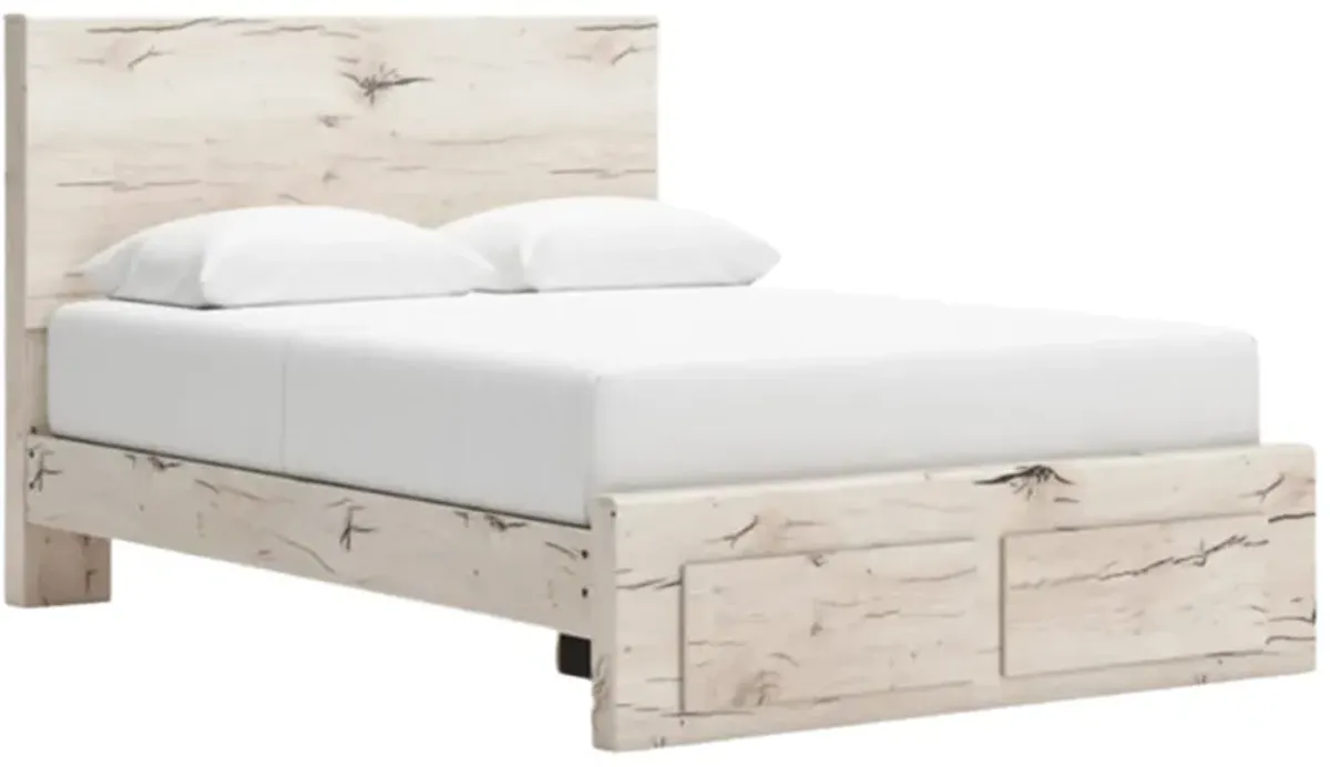 Benchcraft® Lawroy Light Natural Queen Panel Bed with Footboard Storage