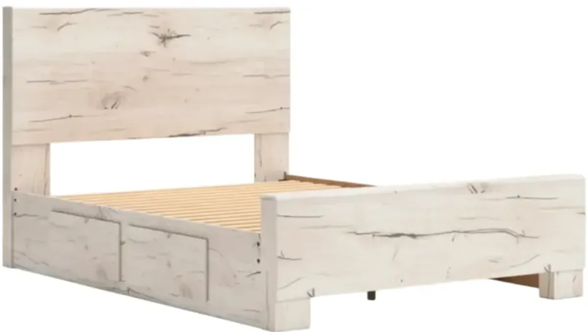 Benchcraft® Lawroy Light Natural Queen Panel Bed with 2-Drawer Storage