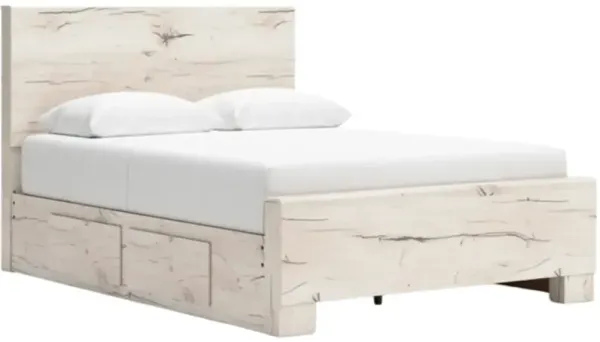 Benchcraft® Lawroy Light Natural Queen Panel Bed with 2-Drawer Storage