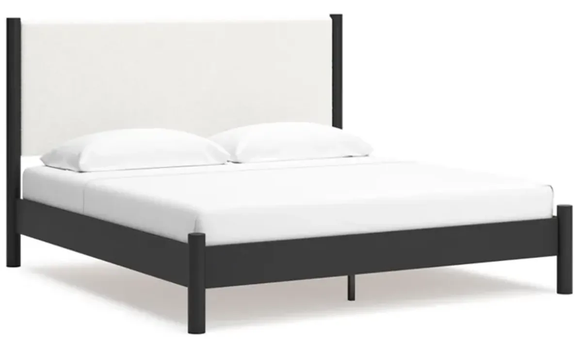 Signature Design by Ashley® Cadmori Black/White King Upholstered Panel Bed