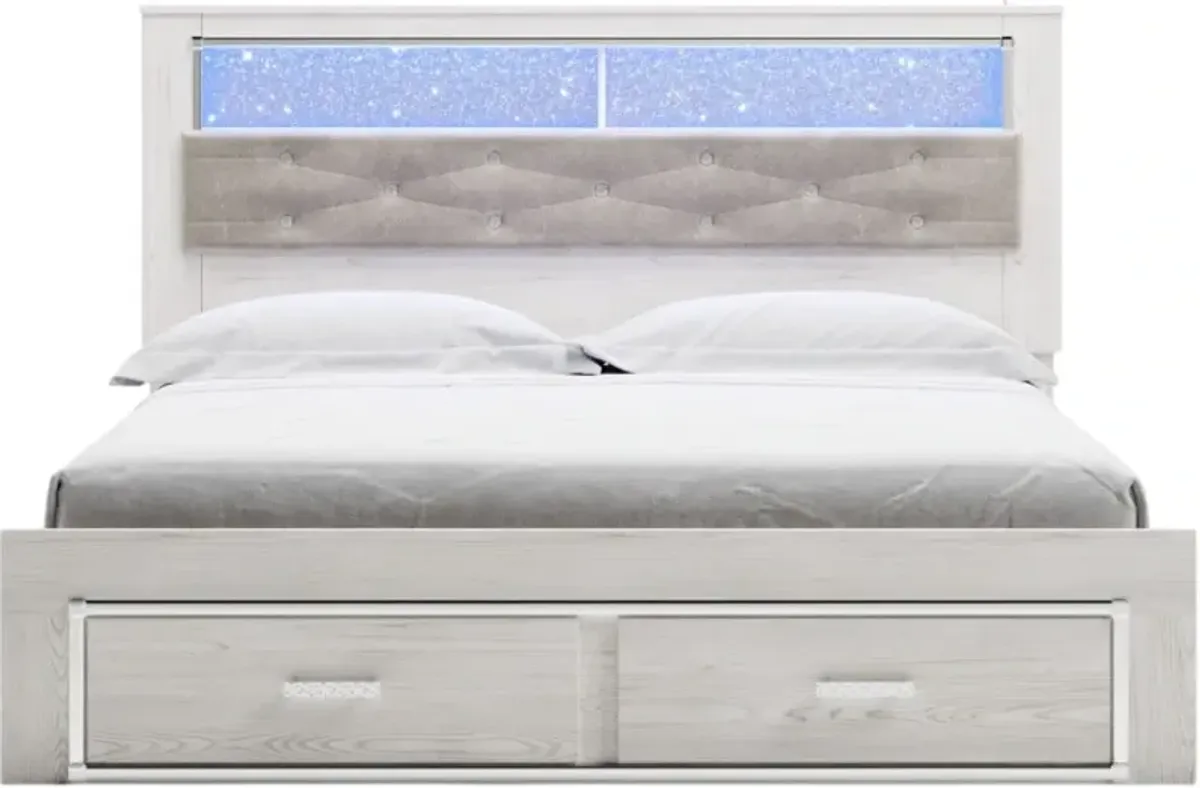 Signature Design by Ashley® Altyra White King Upholstered Bookcase Storage Bed