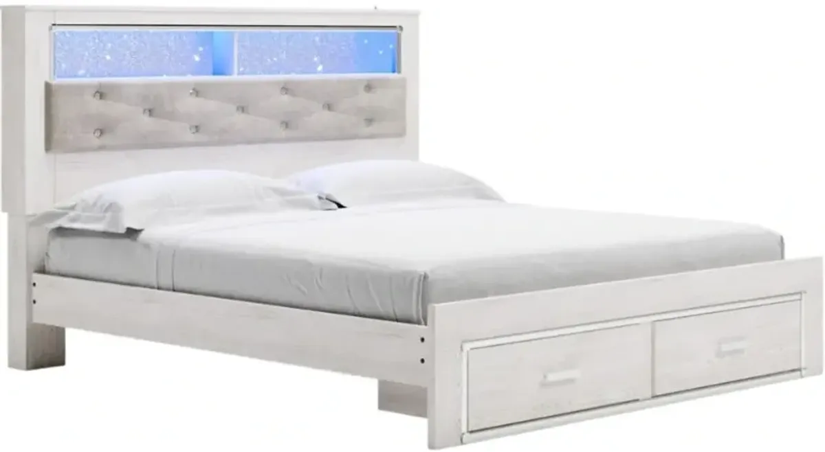Signature Design by Ashley® Altyra White King Upholstered Bookcase Storage Bed