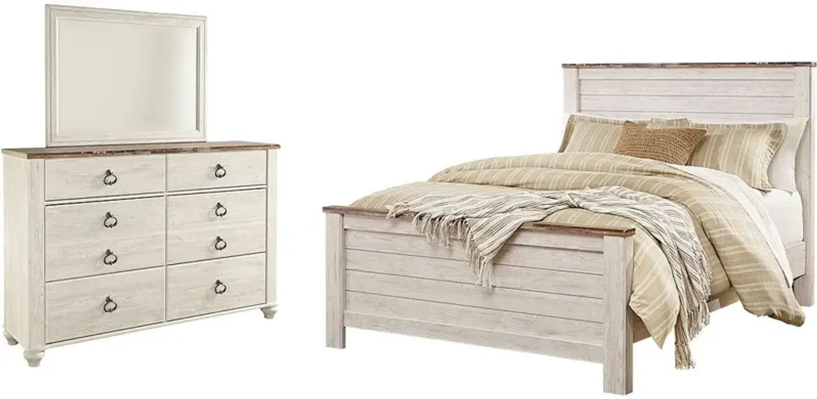 Signature Design by Ashley® Willowton 3pc Whitewash Queen Panel Bedroom P68871149