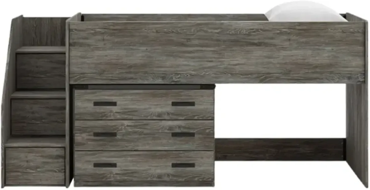 Signature Design by Ashley® Frandern Gray Twin Loft Bed with Drawer Storage