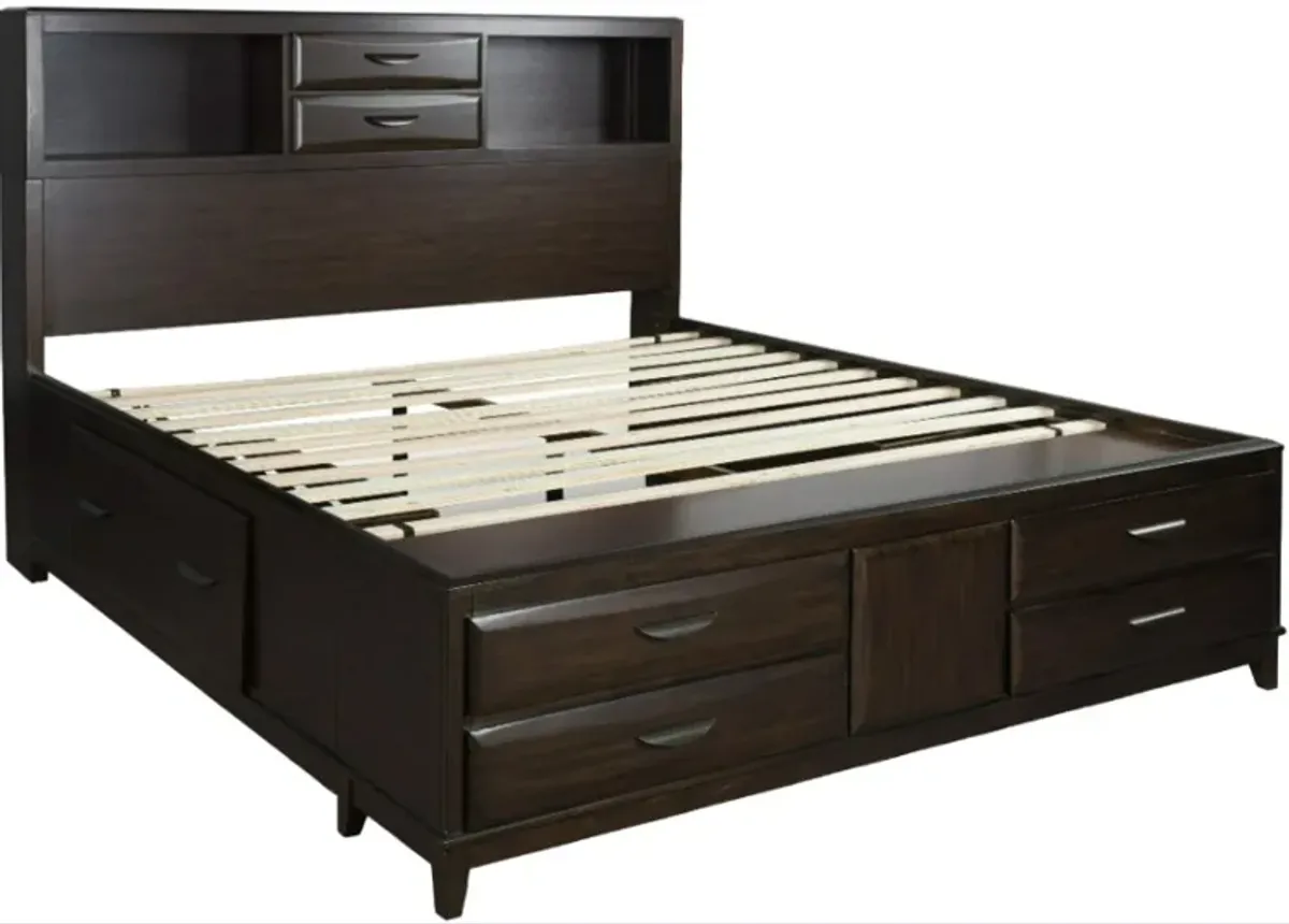 Benchcraft® Vanmore Dark Brown Queen Storage Panel Bed