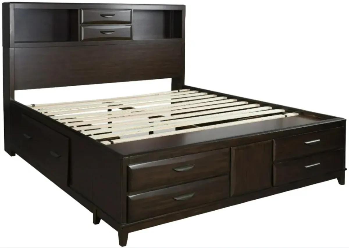 Benchcraft® Vanmore Dark Brown California King Storage Bookcase Bed