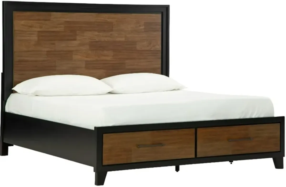 Benchcraft® Kraeburn Black/Brown California King Panel Storage Bed