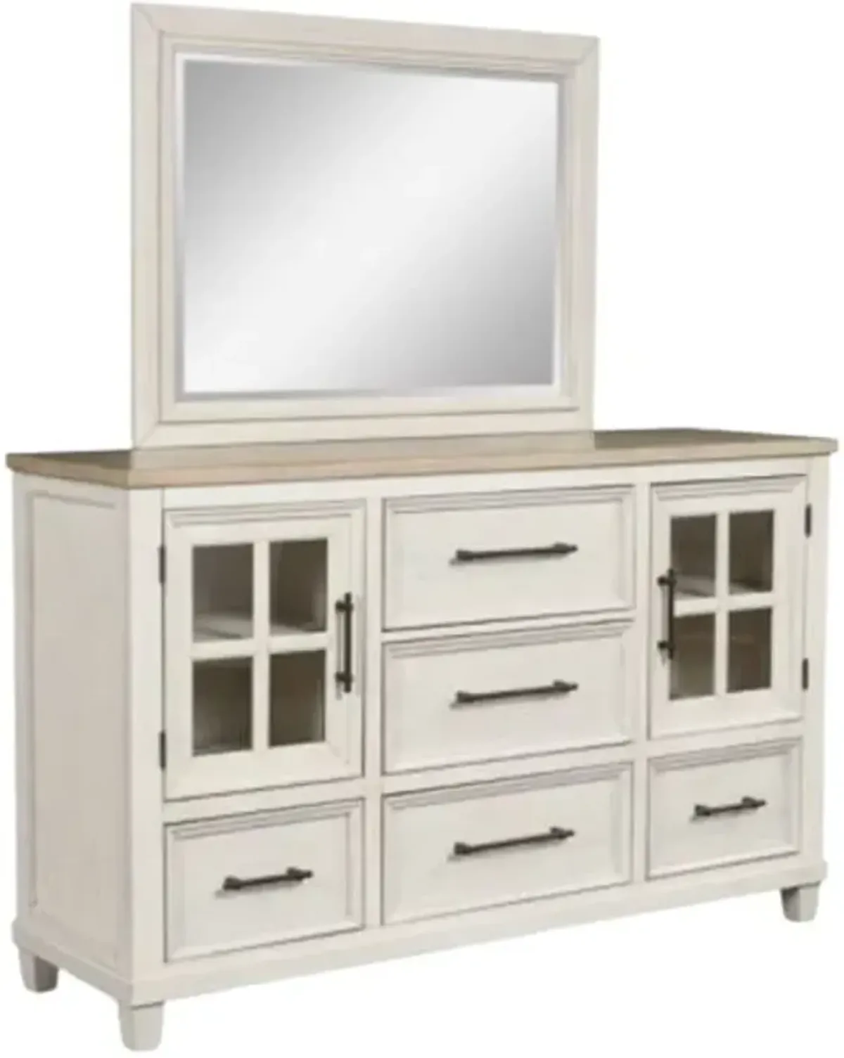 Benchcraft® Shaybrock Antique White/Brown Dresser and Mirror