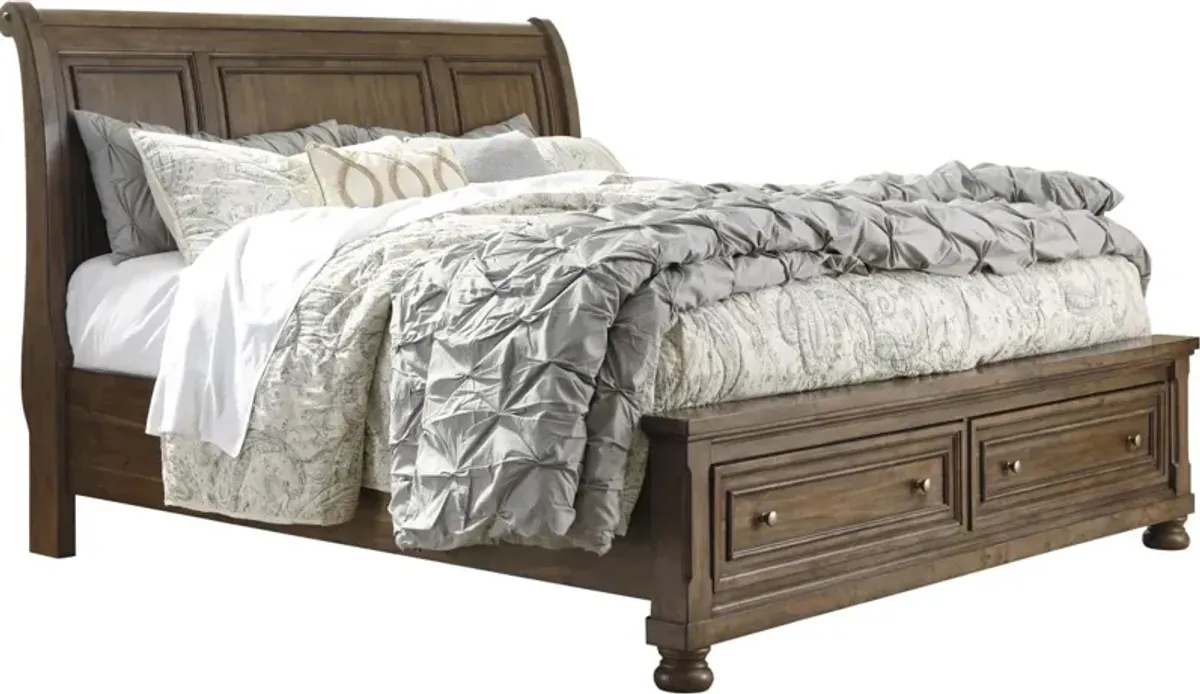 Signature Design by Ashley® Flynnter Medium Brown King Sleigh Storage Bed