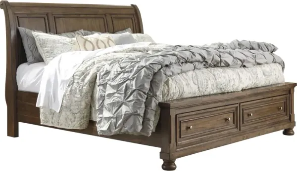 Signature Design by Ashley® Flynnter Medium Brown King Sleigh Storage Bed