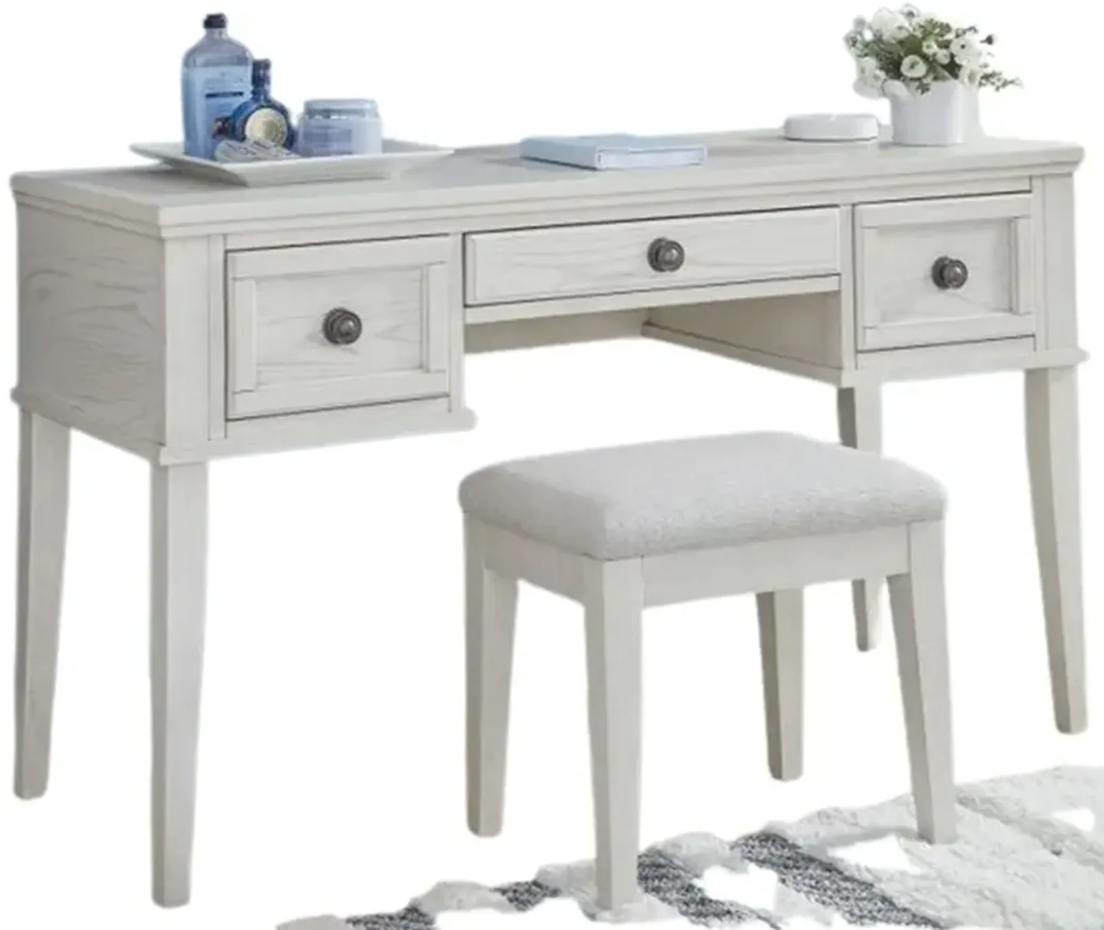 Signature Design by Ashley® Robbinsdale Antique White Vanity with Stool