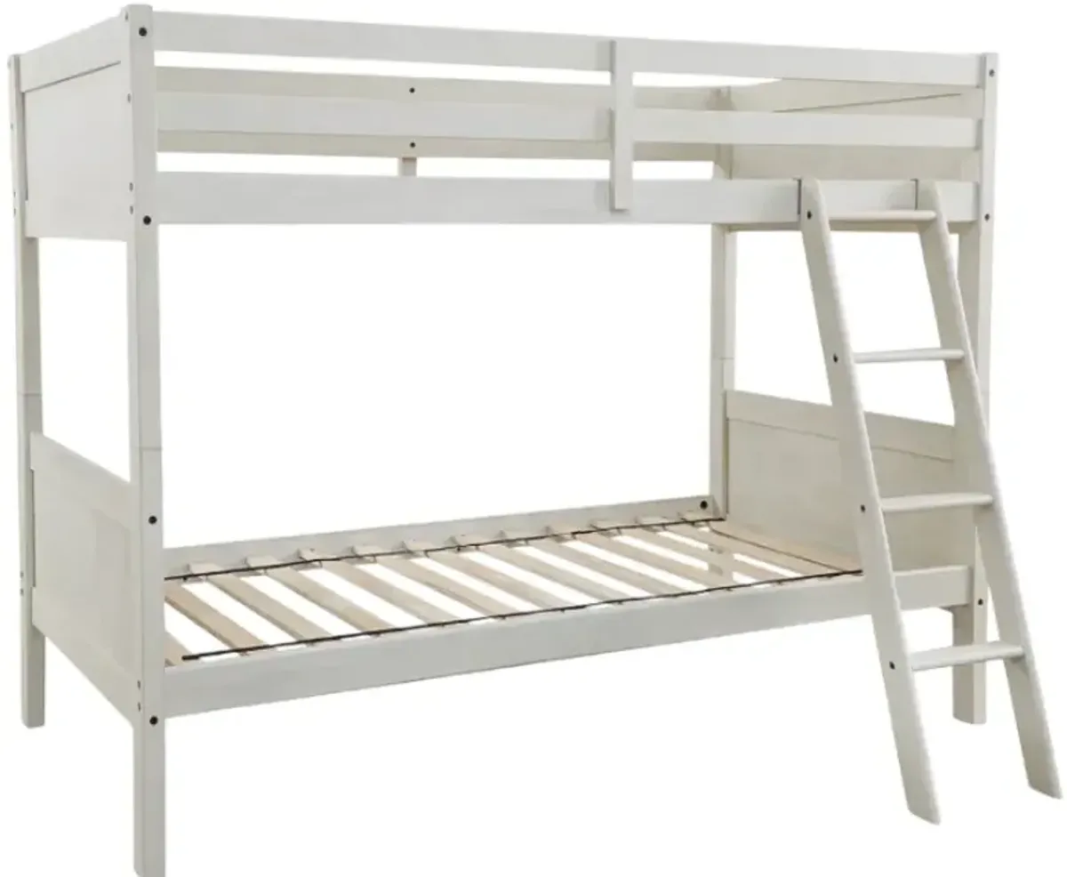 Signature Design by Ashley® Robbinsdale Antique White Youth Twin/Twin Bunk Bed with Ladder