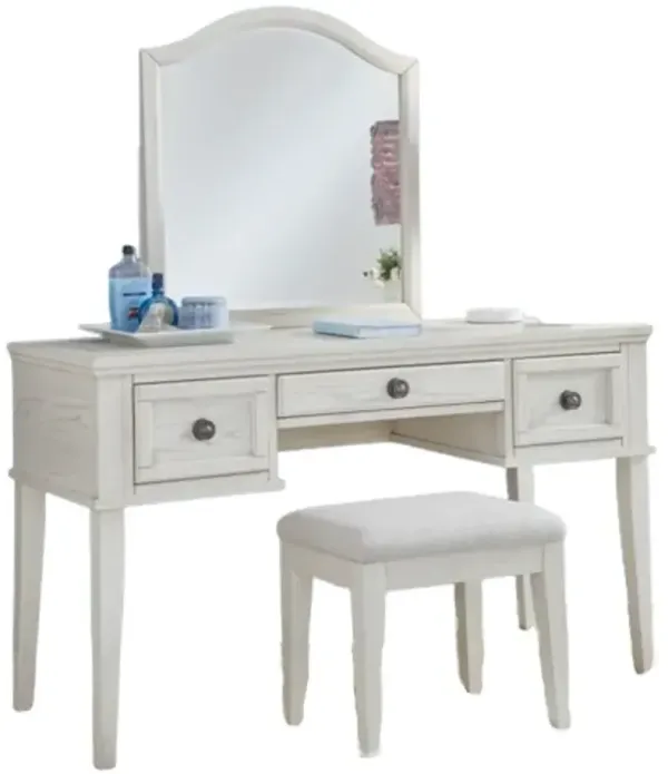 Signature Design by Ashley® Robbinsdale Antique White Mirrored Vanity with Bench